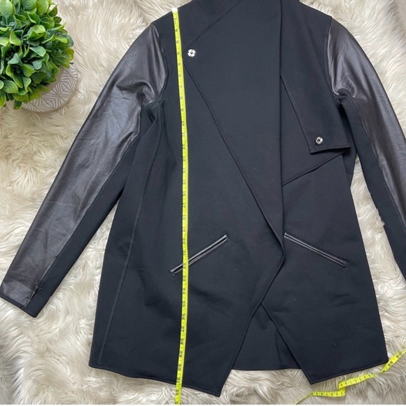 SPANX Black Leather Drape Front Jacket - Picture 5 of 8